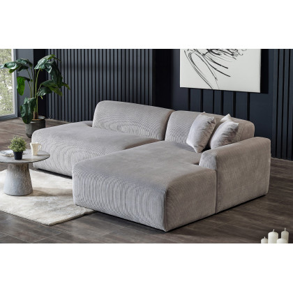 Ashcroft Mar Sectional Velvet Sofa - Gray, Right Facing
