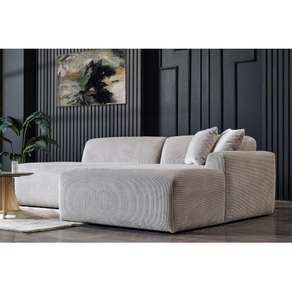 Ashcroft Mar Sectional Velvet Sofa - Gray, Right Facing