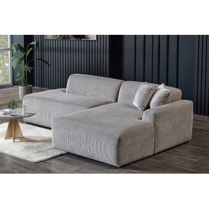 Ashcroft Mar Sectional Velvet Sofa - Gray, Right Facing