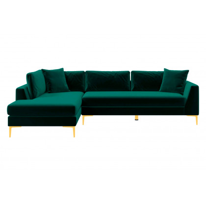 Ashcroft Mano L-Shaped Velvet Sectional Sofa - Green, Left Facing