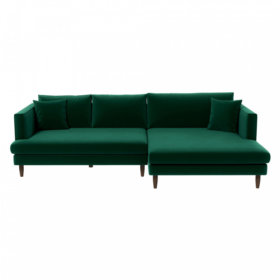 Ashcroft Blake L-Shaped Sectional Sofa Right Facing - Green, Velvet