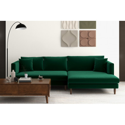 Ashcroft Blake L-Shaped Sectional Sofa Right Facing - Green, Velvet