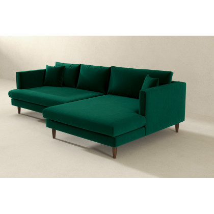 Ashcroft Blake L-Shaped Sectional Sofa Right Facing - Green, Velvet