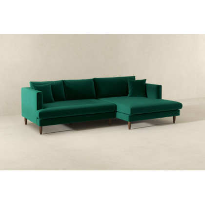 Ashcroft Blake L-Shaped Sectional Sofa Right Facing - Green, Velvet