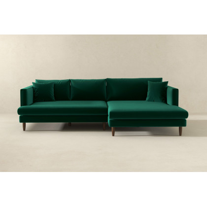 Ashcroft Blake L-Shaped Sectional Sofa Right Facing - Green, Velvet