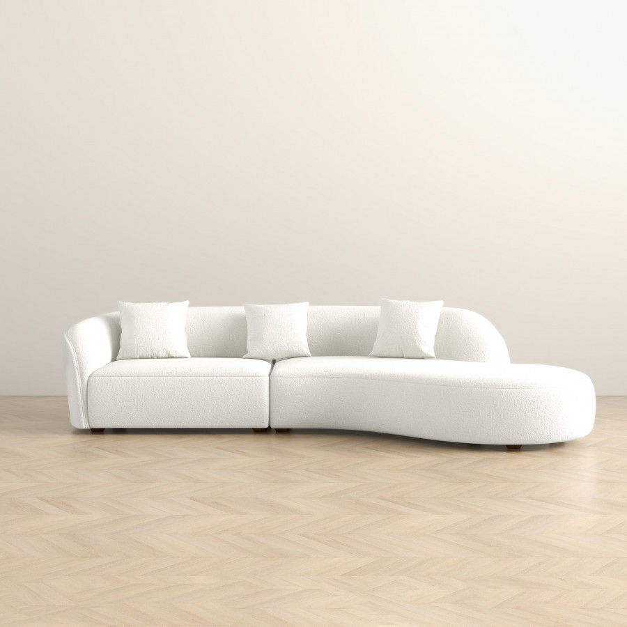 Ashcroft Elijah Japandi Style 126" Curvy Sectional Sofa -Beige, 133"