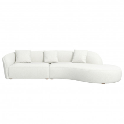 Ashcroft Elijah Japandi Style 126" Curvy Sectional Sofa -Beige, 133"