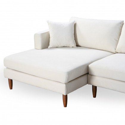 Ashcroft Blake L-Shaped Sectional Sofa - Cream Velvet, Left Facing
