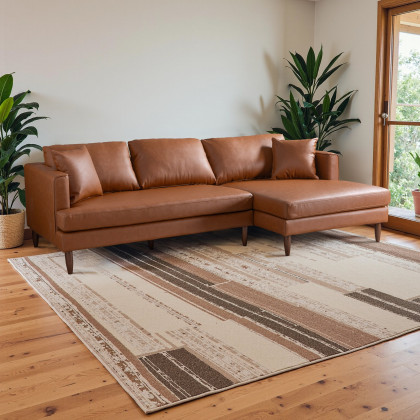 Ashcroft Blake L-Shaped Sectional Sofa - Cognac Vegan Leather, Right Facing