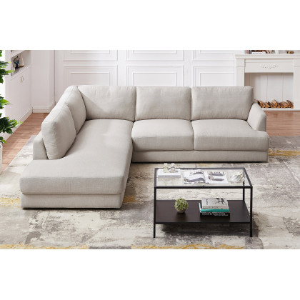 Ashcroft Glander Cozy Sectional Sofa - Cream, Left Facing
