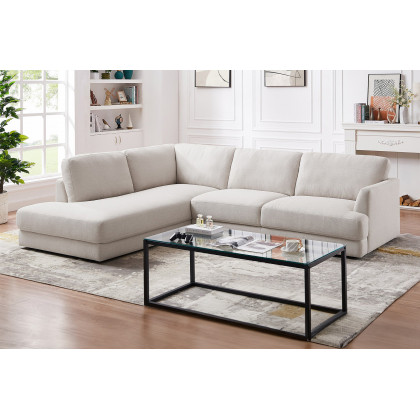 Ashcroft Glander Cozy Sectional Sofa - Cream, Left Facing