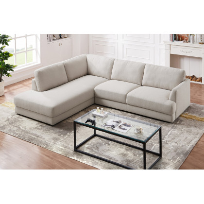 Ashcroft Glander Cozy Sectional Sofa - Cream, Left Facing