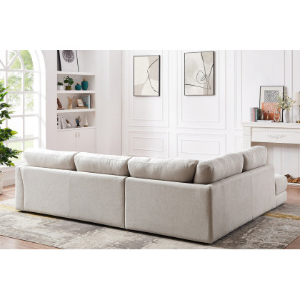 Ashcroft Glander Cozy Sectional Sofa - Cream, Left Facing
