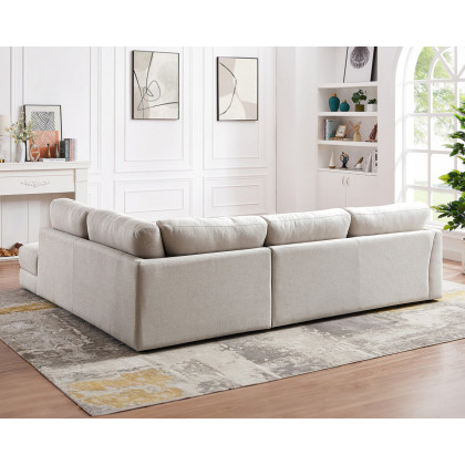 Ashcroft Glander Cozy Sectional Sofa - Cream, Right Facing
