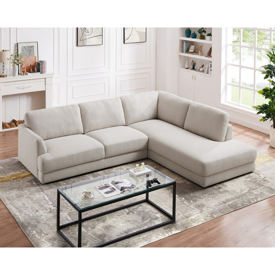 Ashcroft Glander Cozy Sectional Sofa - Cream, Right Facing