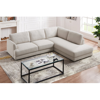 Ashcroft Glander Cozy Sectional Sofa - Cream, Right Facing