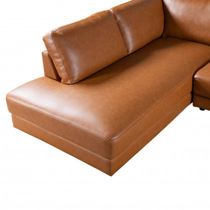 Ashcroft Glander Sectional - Cognac Leather, Left Facing