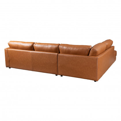 Ashcroft Glander Sectional - Cognac Leather, Left Facing