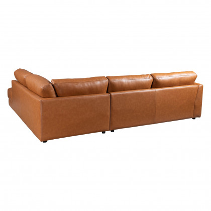 Ashcroft Glander Sectional - Cognac Leather, Right Facing
