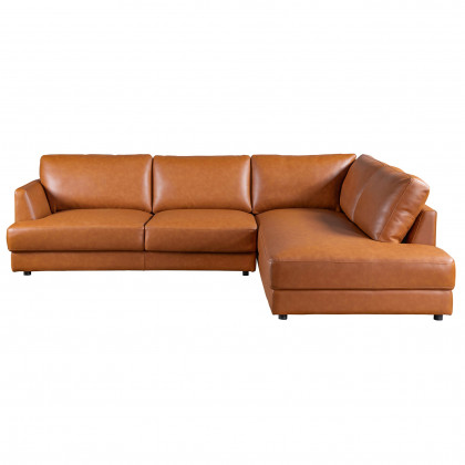 Ashcroft Glander Sectional - Cognac Leather, Right Facing