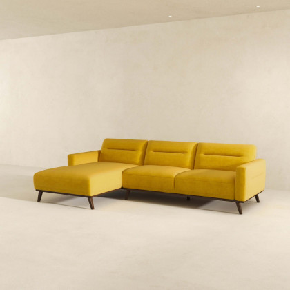 Ashcroft Ella L-Shaped Sectional Couch - Dark Yellow Linen, Left Facing