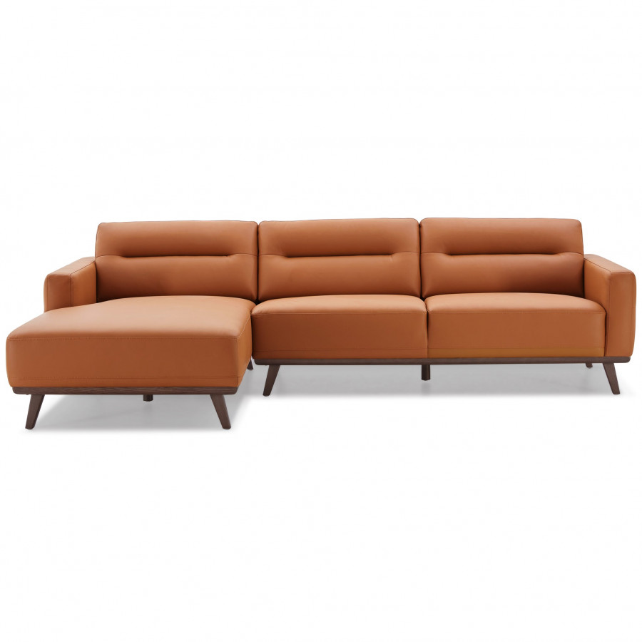 Ashcroft Ella L-Shaped Sectional Couch - Cognac PU Leather, Left Facing