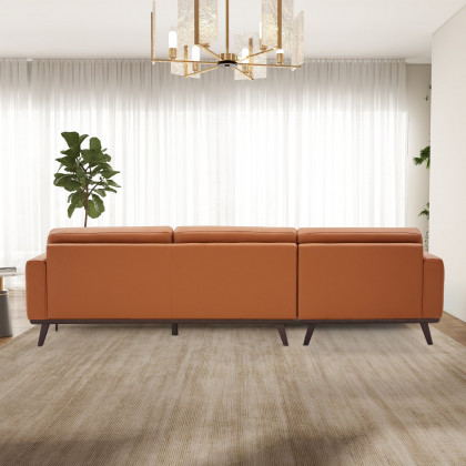 Ashcroft Ella L-Shaped Sectional Couch - Cognac PU Leather, Left Facing