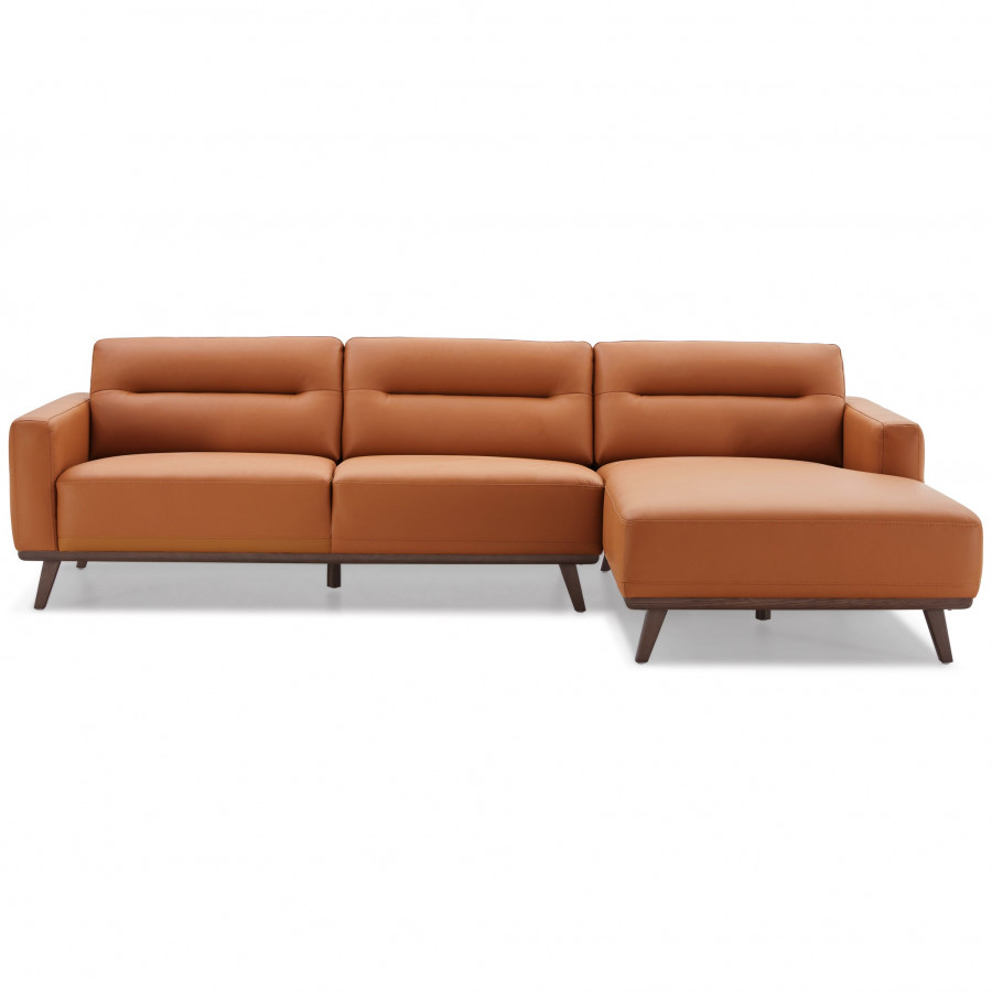 Ashcroft Ella L-Shaped Sectional Couch - Cognac PU Leather, Right Facing
