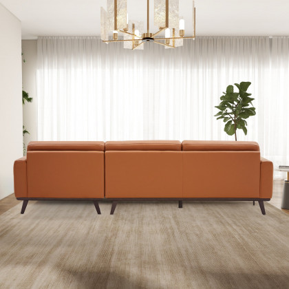 Ashcroft Ella L-Shaped Sectional Couch - Cognac PU Leather, Right Facing