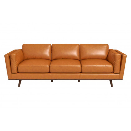 Ashcroft - Chase Mid-Century Modern Genuine Leather Sofa