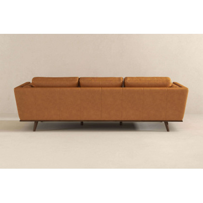 Ashcroft Chase Mid-Century Modern Genuine Leather Sofa - Tan