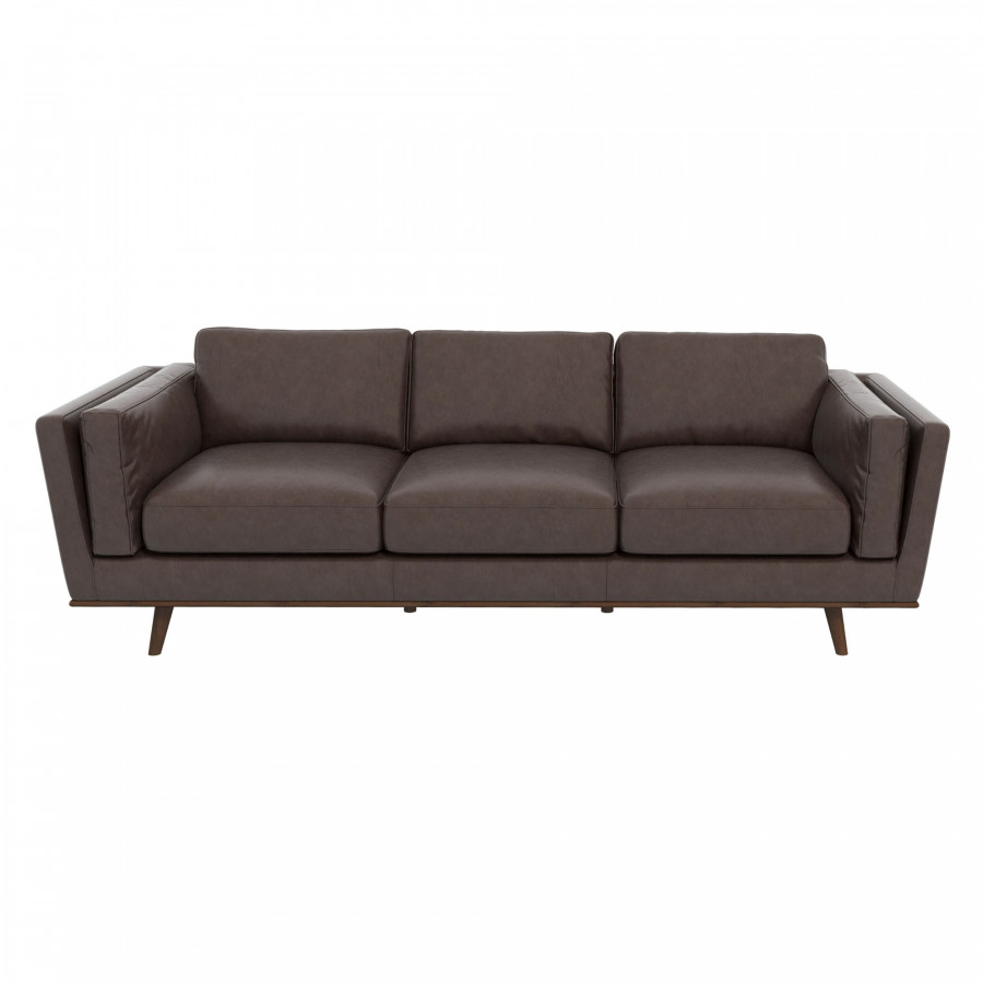 Ashcroft - Chase Mid-Century Modern Genuine Leather Sofa