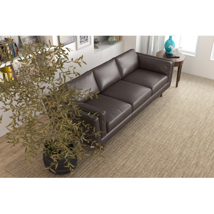 Ashcroft Chase Mid-Century Modern Genuine Leather Sofa - Brown