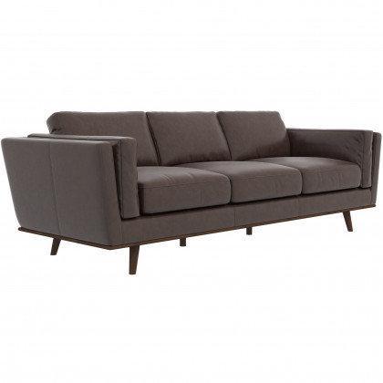 Ashcroft - Chase Mid-Century Modern Genuine Leather Sofa
