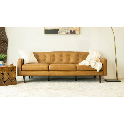 Ashcroft - Braxton Tan Leather Sofa