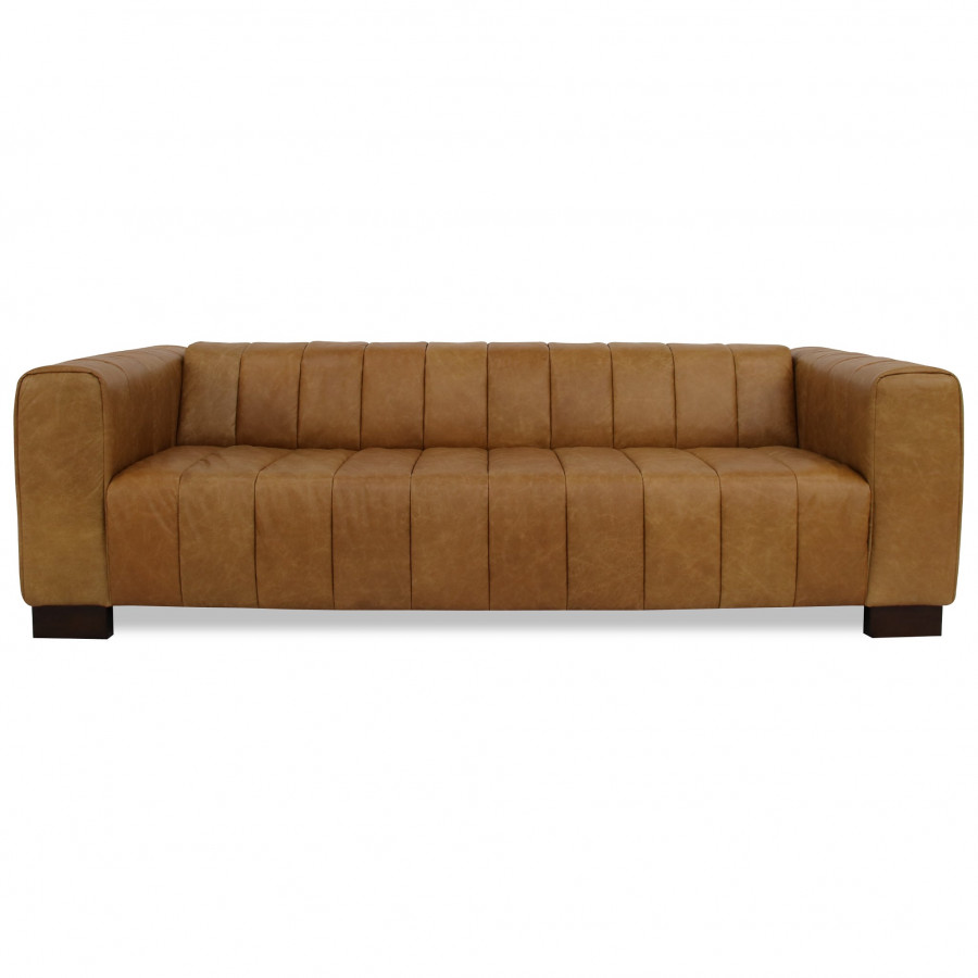 Ashcroft - Dixon Waxy Tan Leather Sofa