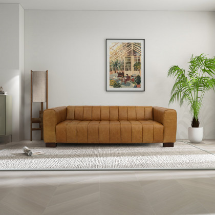 Ashcroft - Dixon Waxy Tan Leather Sofa