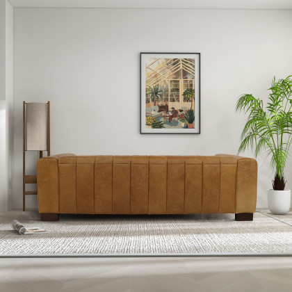 Ashcroft - Dixon Waxy Tan Leather Sofa