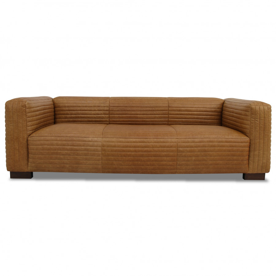 Ashcroft - Foster Waxy Tan Leather Sofa