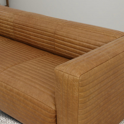 Ashcroft - Foster Waxy Tan Leather Sofa