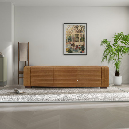 Ashcroft - Foster Waxy Tan Leather Sofa