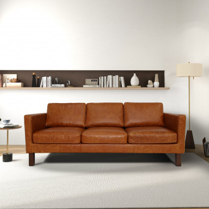 Ashcroft - Memphis Waxy Cognac Leather Sofa