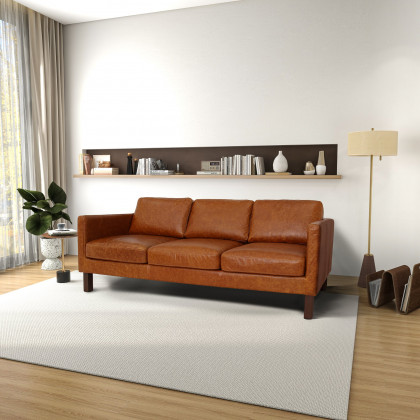 Ashcroft - Memphis Waxy Cognac Leather Sofa