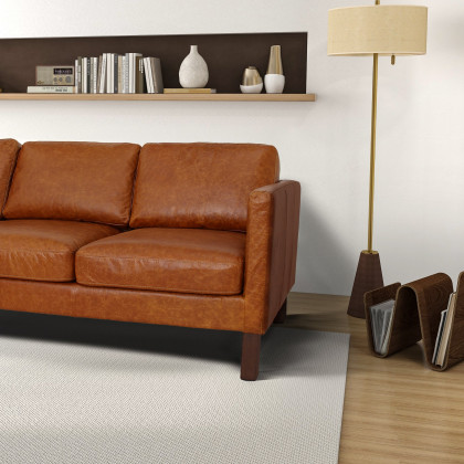 Ashcroft - Memphis Waxy Cognac Leather Sofa