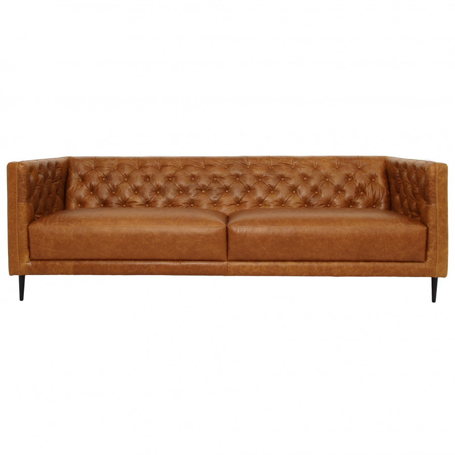 Ashcroft - Vermont Waxy Cognac Leather Sofa