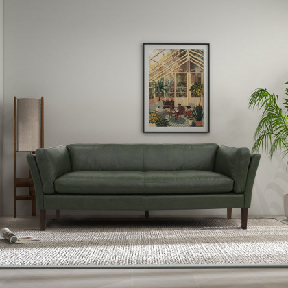 Ashcroft - York Green Leather Sofa