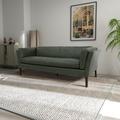 Ashcroft - York Green Leather Sofa