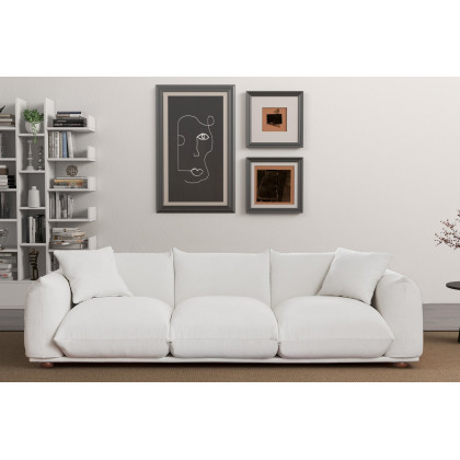 Ashcroft - Kely 100" Boucle Upholstered Sofa in Cream