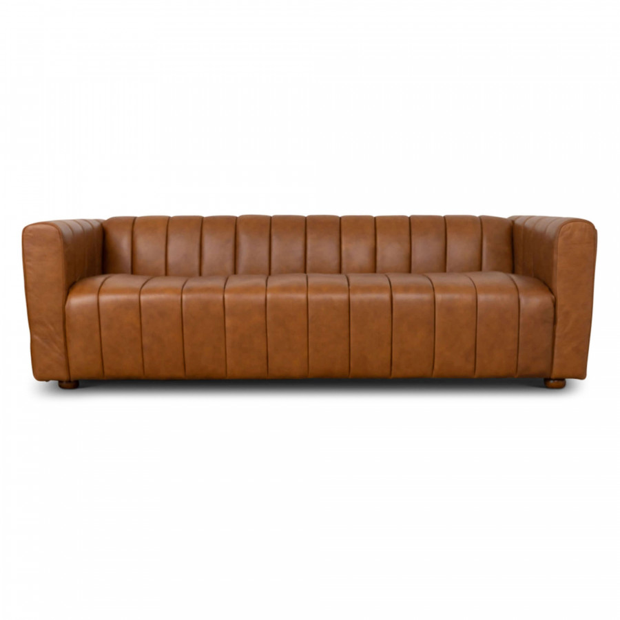 Ashcroft - Elrosa Channel Tufted Sofa in Cognac