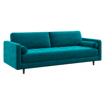 Ashcroft Anthony Pillow Back Velvet Sofa - Teal